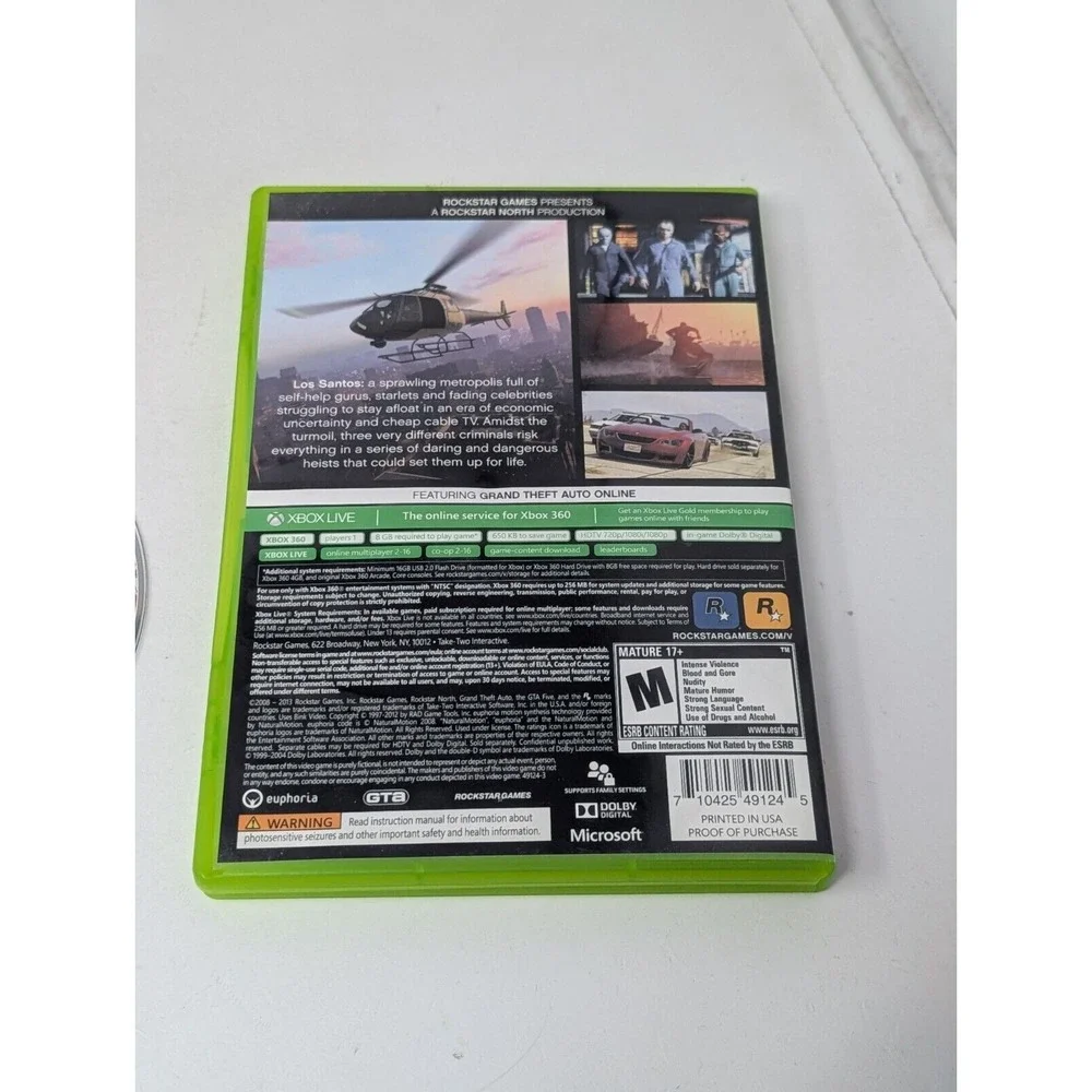 Grand Theft‎ Auto 5 V (Xbox 360, 2013) Complete Map + Manual - Tested